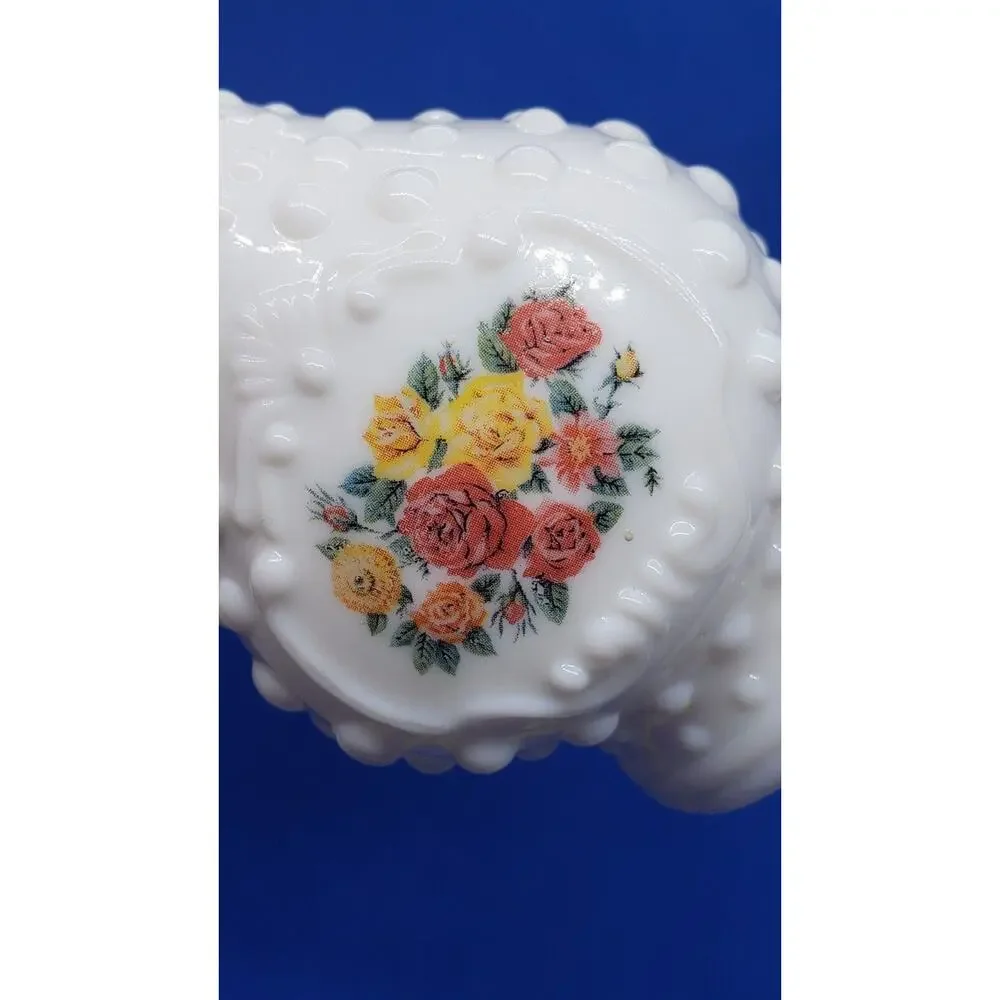 Vintage Perfume Bottle Milk Glass Hobnail Bud Vase Roses Collectible Empty Avon